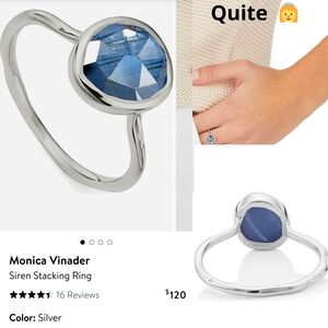 Monica Vinader Silver Siren Stacking Ring. #92
